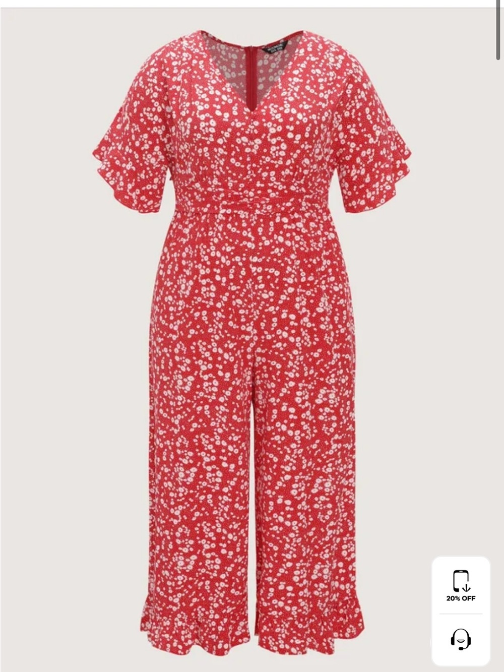 BloomChic Red Floral V-Neck Wide-Leg Jumpsuit